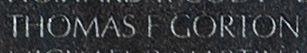 Engraving on The Wall of the name of Captain Thomas F. Gorton, U.S. Air Force.